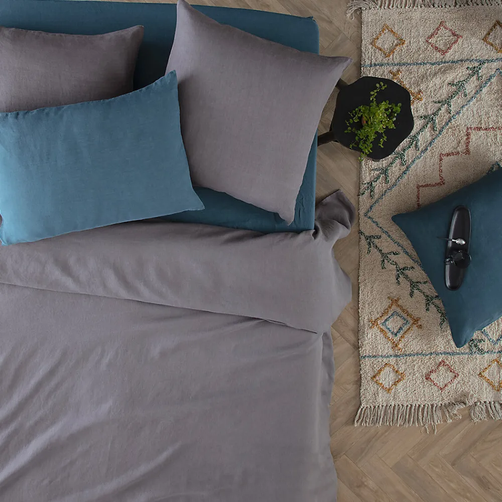 Housse de couette Linah - gris - lin lavé 240x220 cm - Atmosphera>Atmosphera Créateur D'Intérieur Outlet