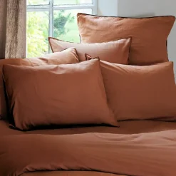 Linnea Housse de couette PALACE pur coton lavé 260x240 cm uni marron terre cuite* Housse De Couette