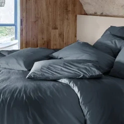 Linnea Housse de couette PALACE pur coton lavé 260x240 cm uni noir granit* Housse De Couette
