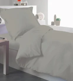 Tradilinge Housse de couette percale 140 x 200 cm unie (140x200 cm - Taupe)* Housse De Couette