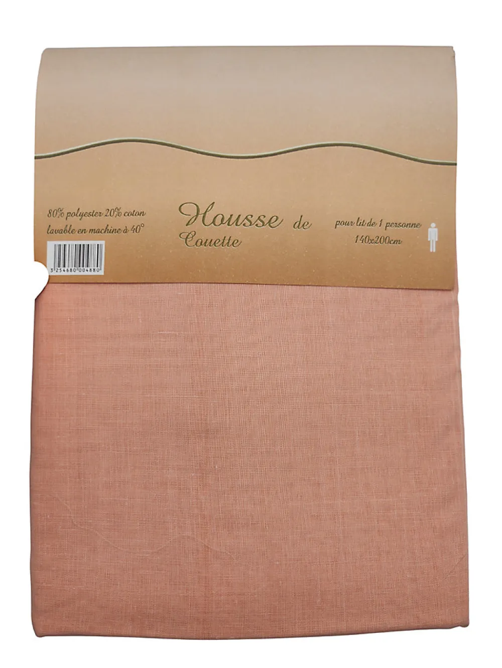 Housse de couette Polycoton Pêche - 1 personne 140 x 200 - 488-3>Mortreux Discount