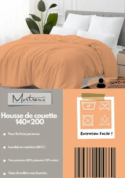 Housse de couette Polycoton Pêche - 1 personne 140 x 200 - 488-3><noscript><img width=
