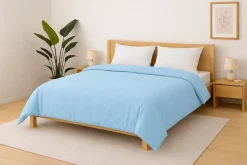 Mortreux Housse de couette Polycoton Bleu ciel - 2 personnes 220 x 240 - Toutes saisons -* Housse De Couette