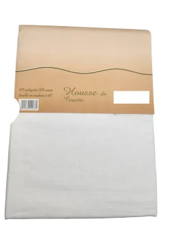 Housse de couette Polycoton Blanc - 2 personnes 220 x 240 - Toutes saisons -><noscript><img width=