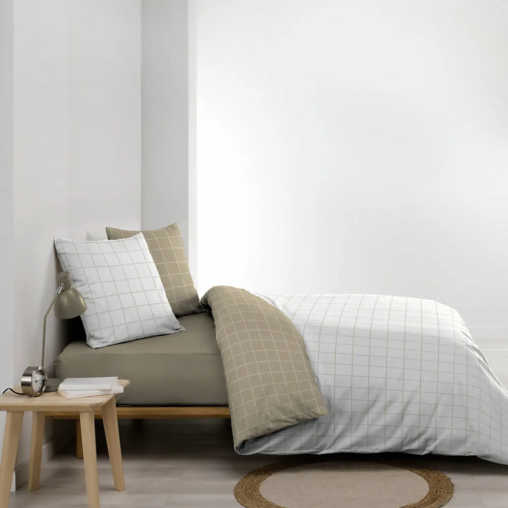 Housse de couette réversible 240 x 220 cm + 2 taies CADRIA 100% coton 57 fils>Douceur D'Intérieur New