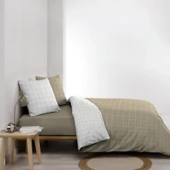 Housse de couette réversible 240 x 220 cm + 2 taies CADRIA 100% coton 57 fils><noscript><img width=