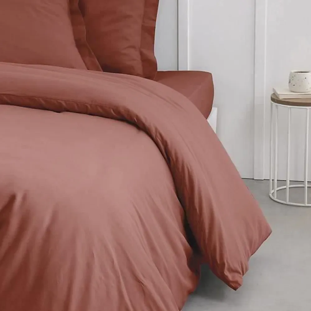 Todays Tools Housse de couette TODAY Essential - 220 x 240 cm - 2 personnes - 100% Coton uni - Terracotta* Housse De Couette
