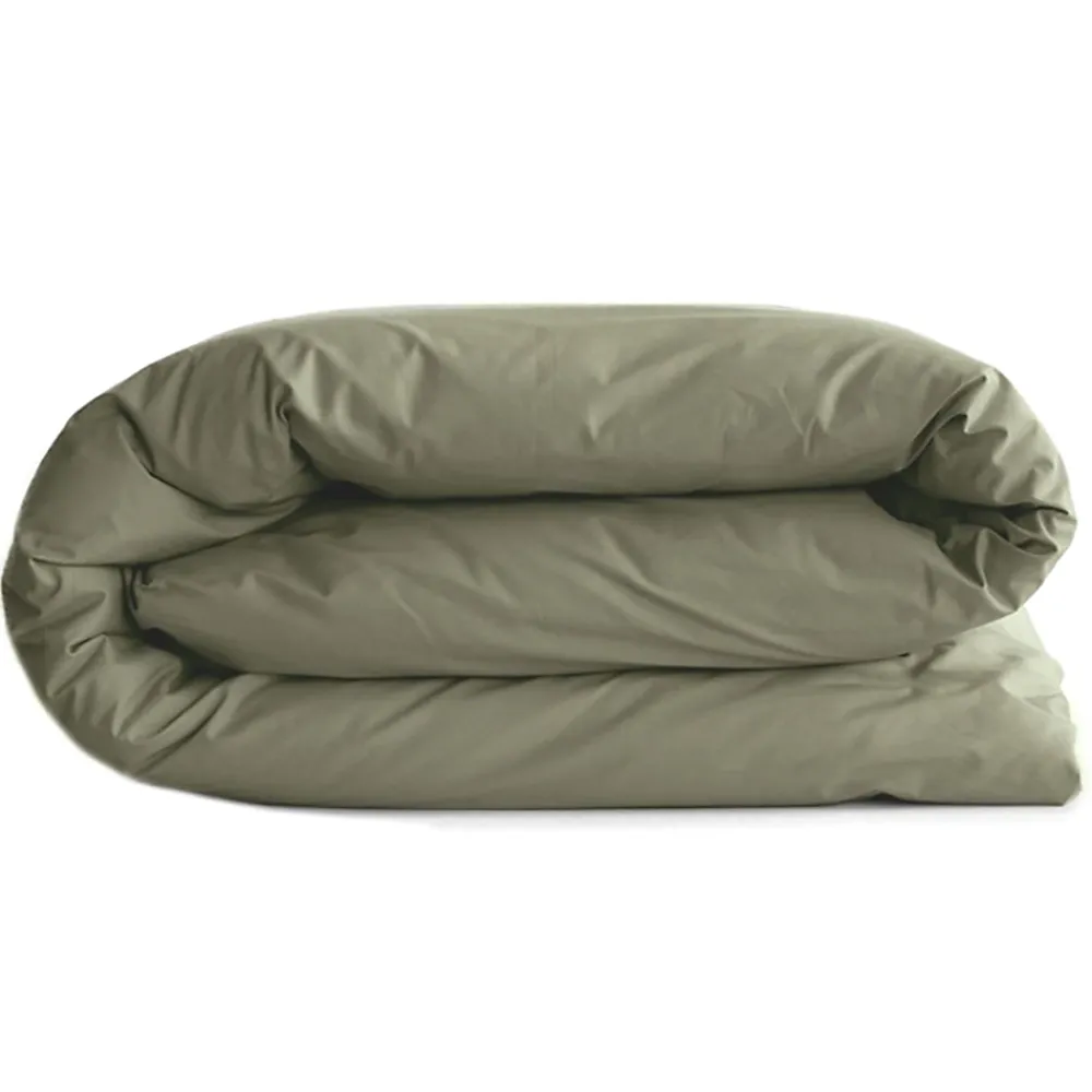 Linnea Housse de couette uni 240x220 cm percale de coton MANOIR vert Mousse* Housse De Couette