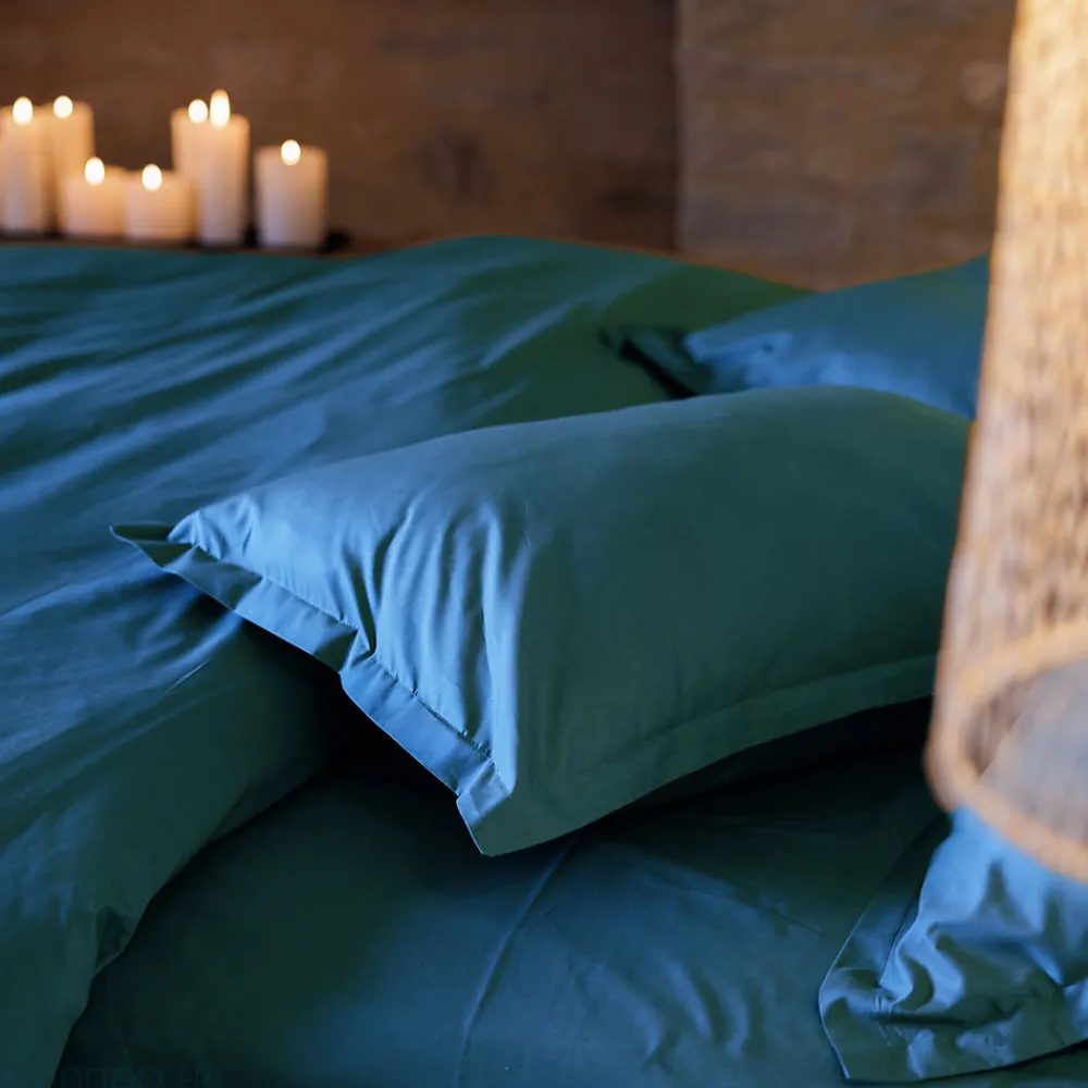 Housse de couette uni 240x220 cm percale de coton MANOIR bleu Lagon>Linnea Outlet