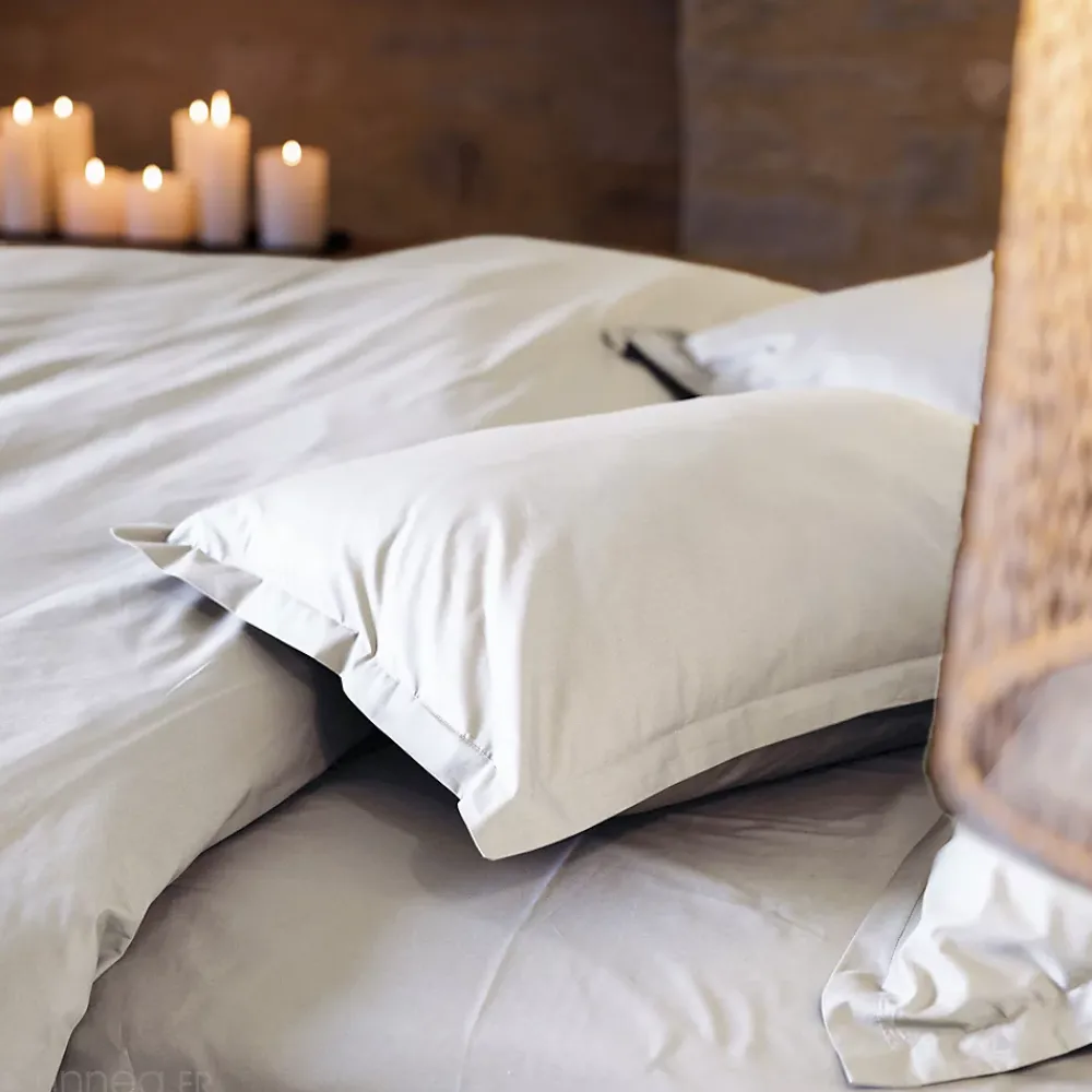 Linnea Housse de couette uni 260x240 cm percale de coton MANOIR Ivoire* Housse De Couette
