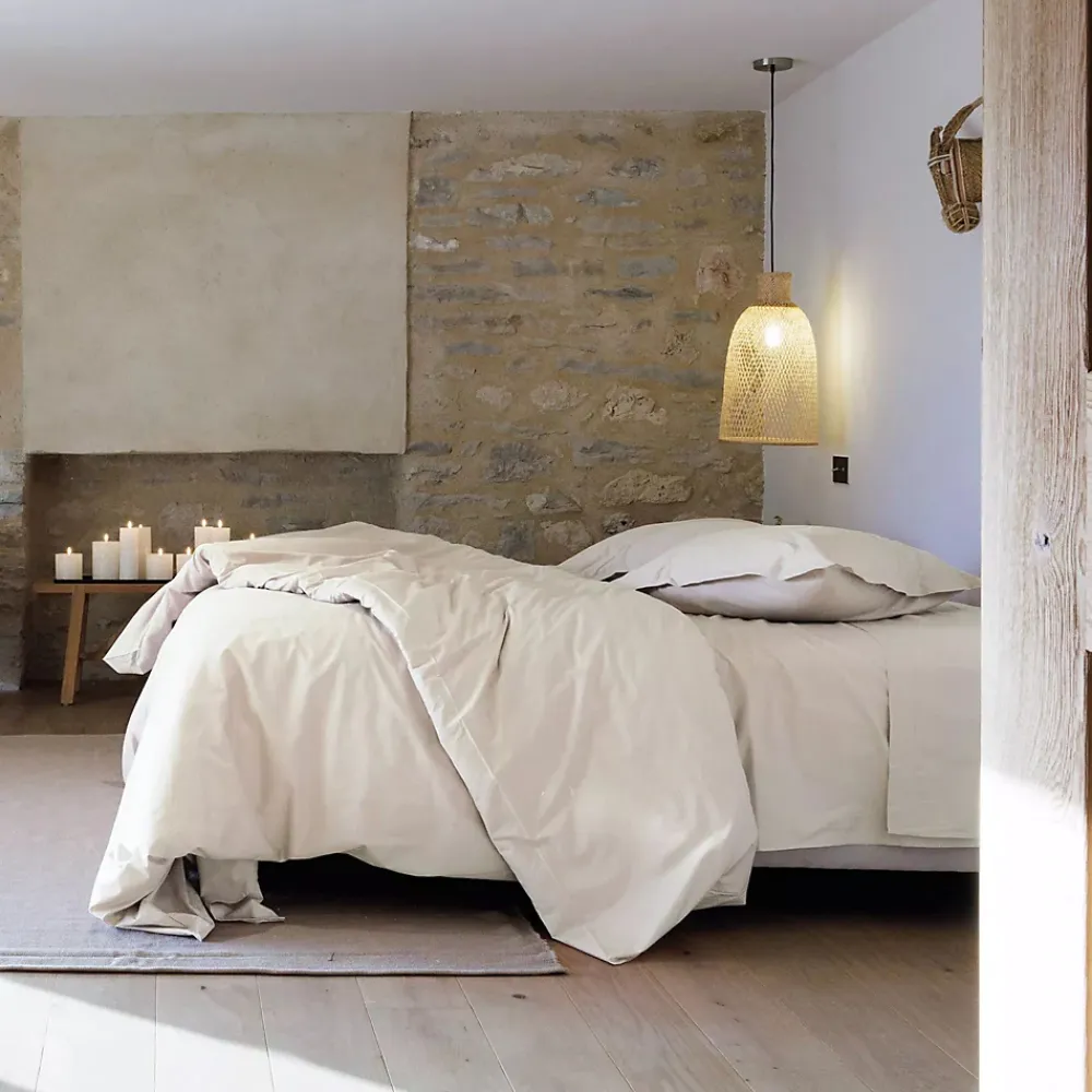 Linnea Housse de couette uni 260x240 cm percale de coton MANOIR Ivoire* Housse De Couette
