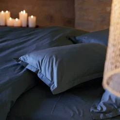 Linnea Housse de couette uni 260x240 cm percale de coton MANOIR bleu Marine* Housse De Couette