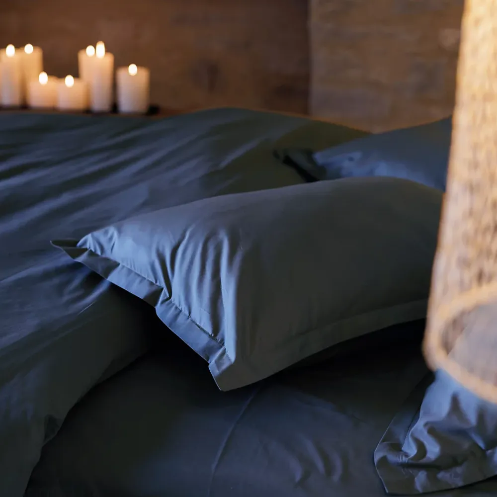 Linnea Housse de couette uni 260x240 cm percale de coton MANOIR bleu Marine* Housse De Couette