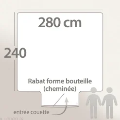 Housse de couette uni 280x240 cm percale de coton MANOIR gris Perle><noscript><img width=