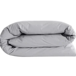 Housse de couette uni 200x200 cm percale de coton MANOIR gris Acier>Linnea Discount