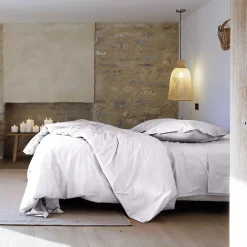 Housse de couette uni 260x240 cm percale de coton MANOIR gris Perle>Linnea