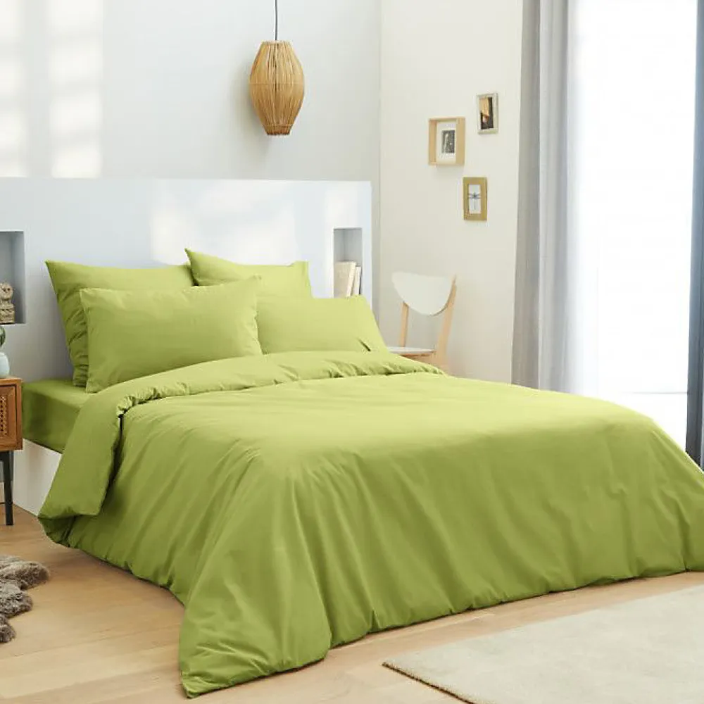 Housse de couette unie Anis 260 x 240 cm / 100% Coton / 57 Fils/cm² pour lit 2 places "King Size">Univers Décor Sale