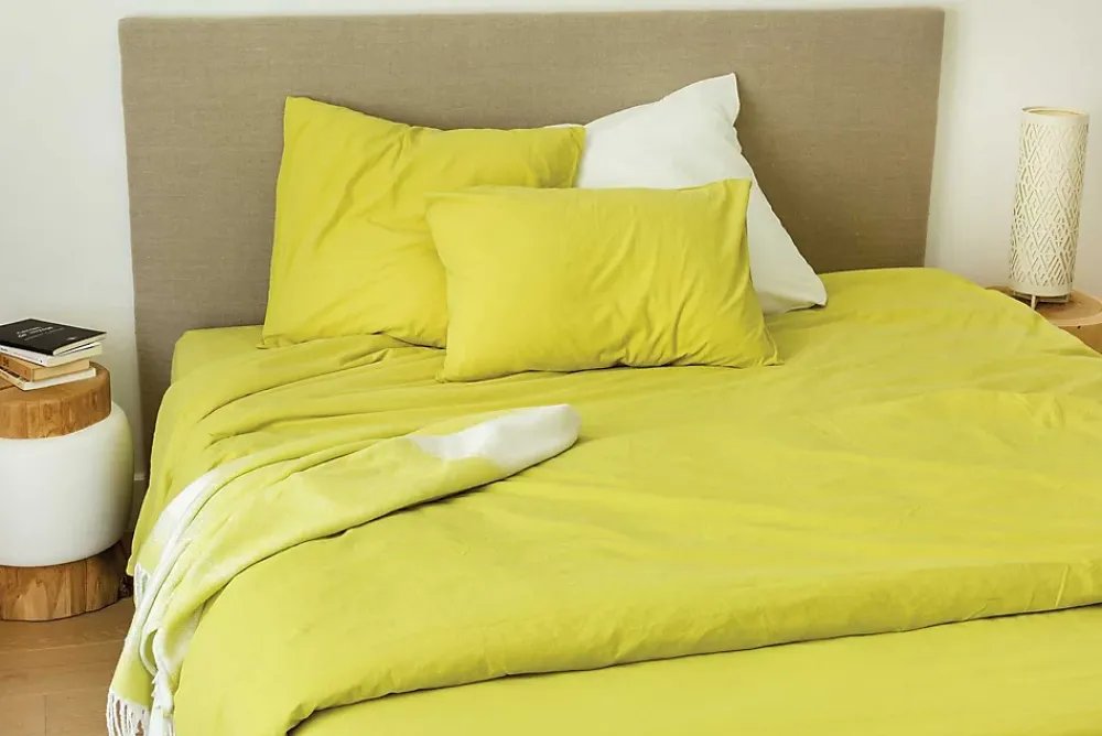 Toison d'Or Housse de couette unie en coton Lavé (140x200 cm - Jaune)* Housse De Couette