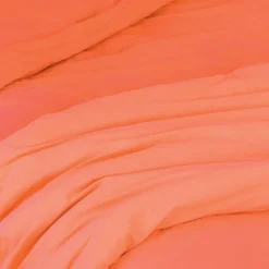 Toison d'Or Housse de couette unie en coton Lavé (200x200 cm - Orange corail)* Housse De Couette