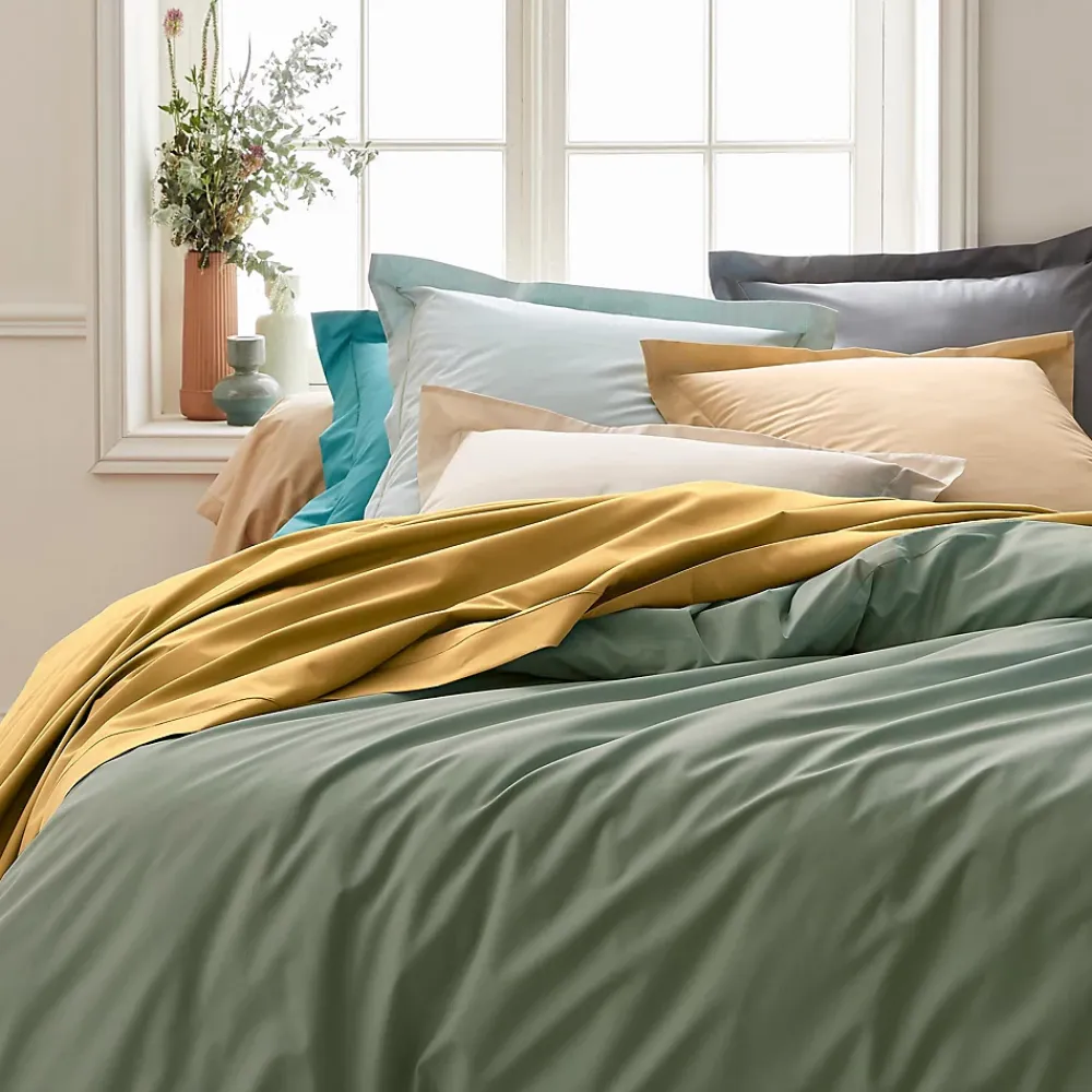 Tradilinge Housse de couette unie en percale de coton (240x220 cm - Ambre)* Housse De Couette