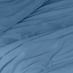 Toison d'Or Housse de couette unie en coton Lavé (240x220 cm - Bleu Foncé)* Housse De Couette