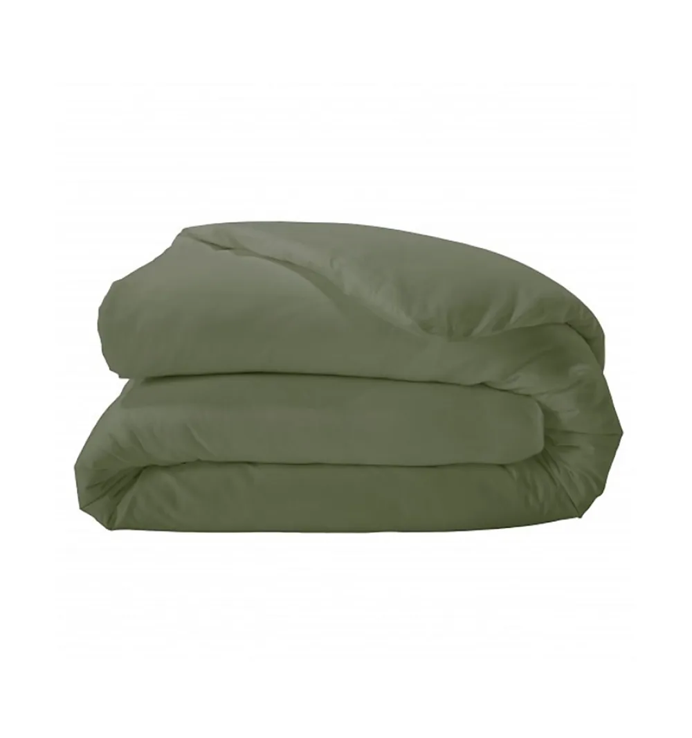Tradilinge Housse de couette unie en percale de coton (260x240 cm - Vert Olive)* Housse De Couette
