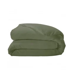 Tradilinge Housse de couette unie en percale de coton (240x220 cm - Vert Olive)* Housse De Couette