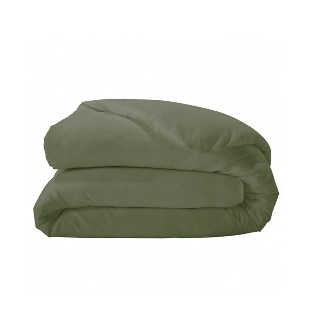 Housse de couette unie en percale de coton (300x240 cm - Vert Olive)>Tradilinge Discount