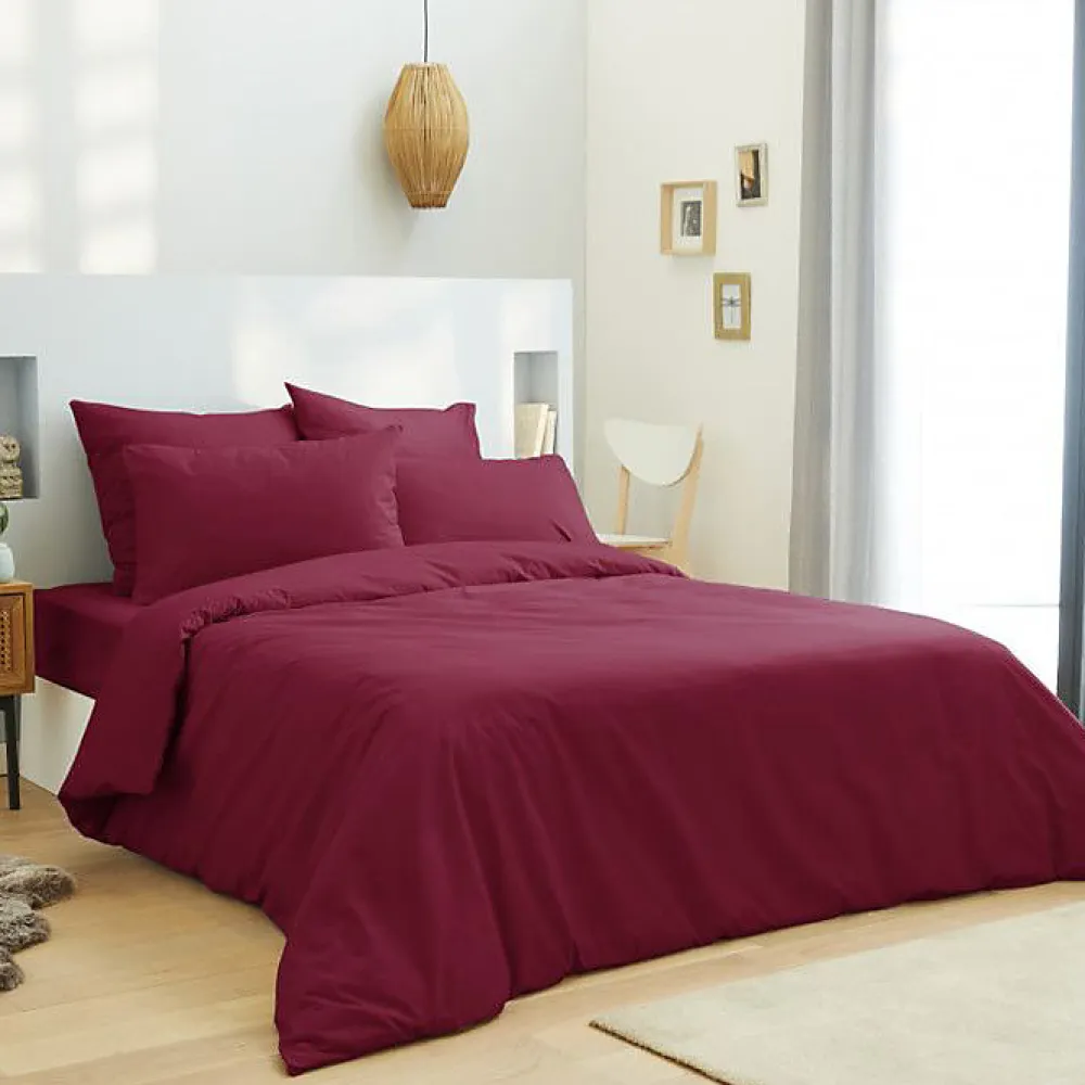 Univers Décor Housse de couette unie Rouge 260 x 240 cm / 100% Coton / 57 Fils/cm² pour lit 2 places "King Size"* Housse De Couette