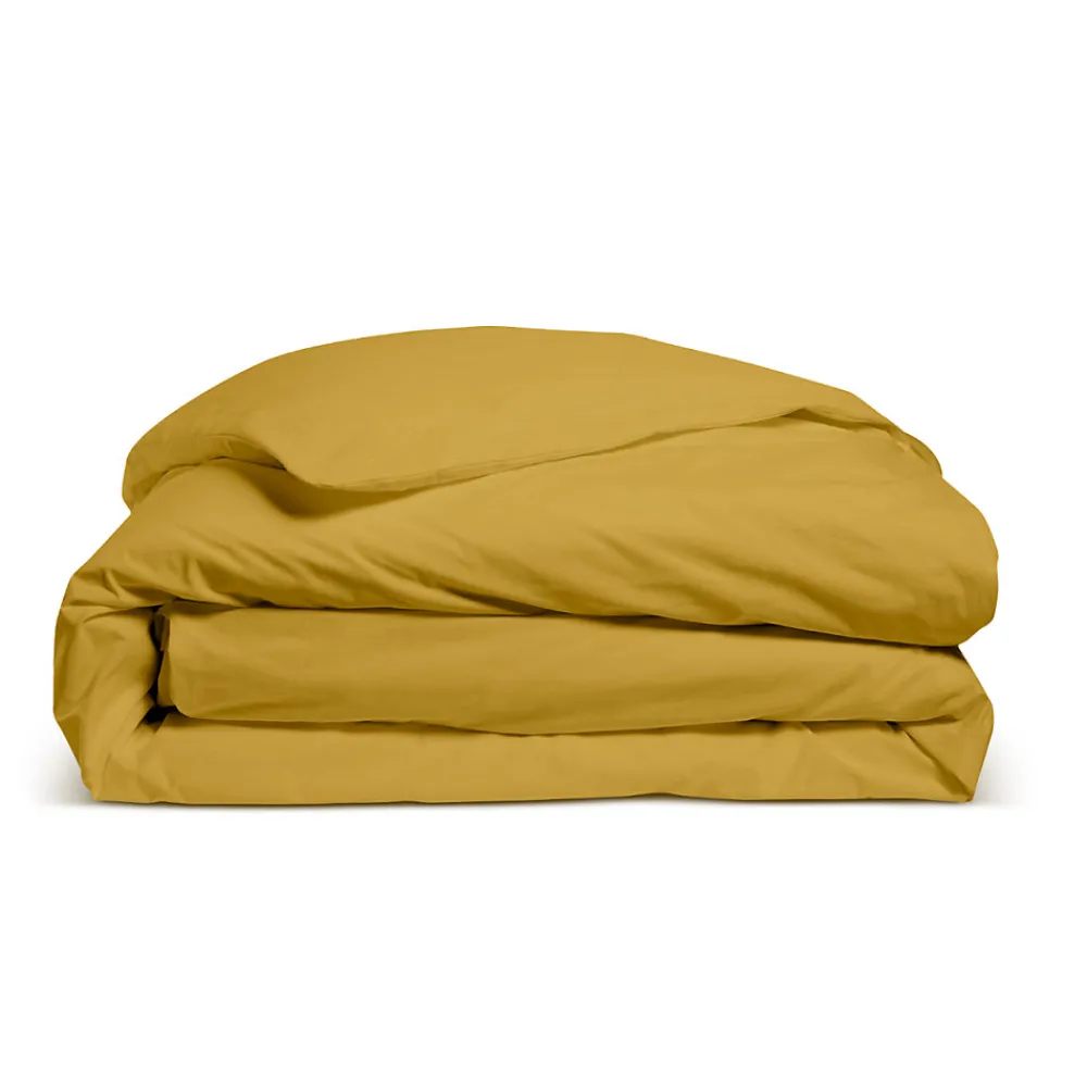 Housse de couette unie 140x200cm PERCALE MOUTARDE>Bleu Calin Best