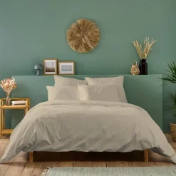 Bleu Calin Housse de couette unie 140x200cm PERCALE LIN* Housse De Couette