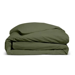 Housse de couette unie 220x240cm PERCALE KAKI>Bleu Calin Outlet