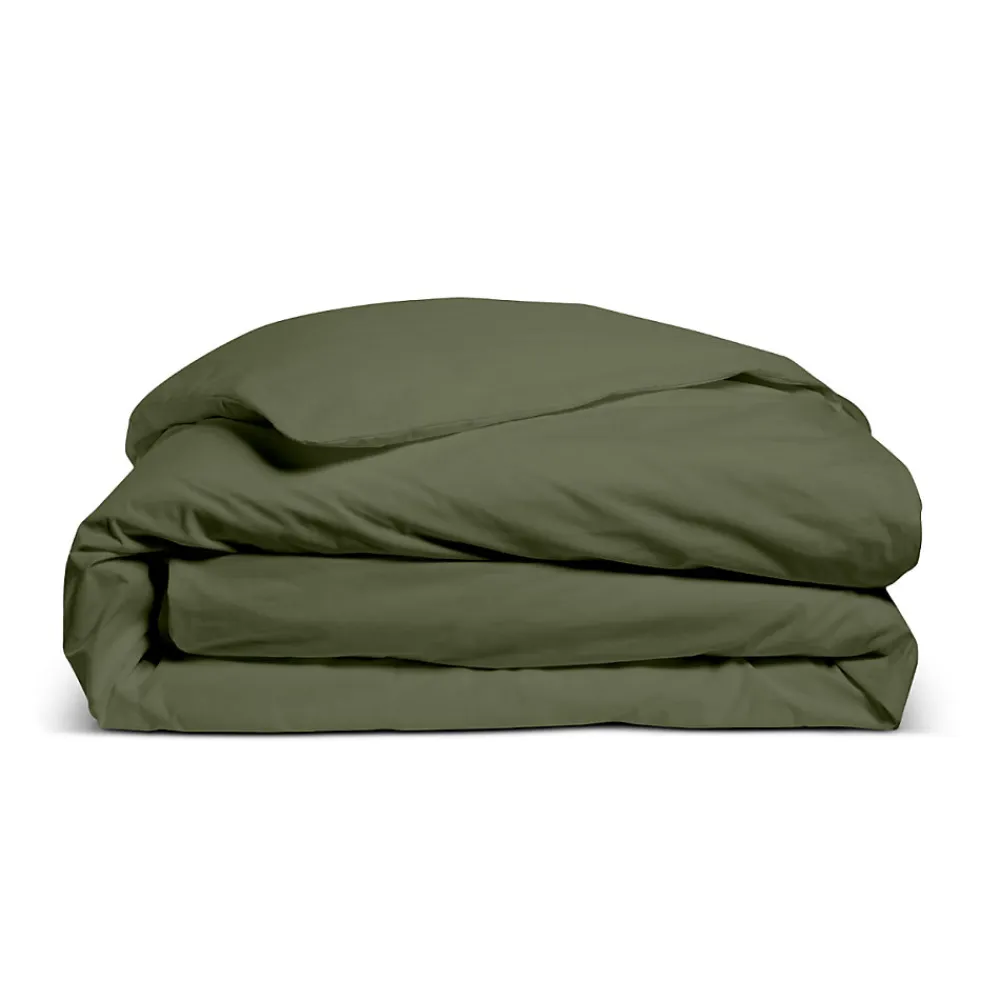 Housse de couette unie 220x240cm PERCALE KAKI>Bleu Calin Outlet