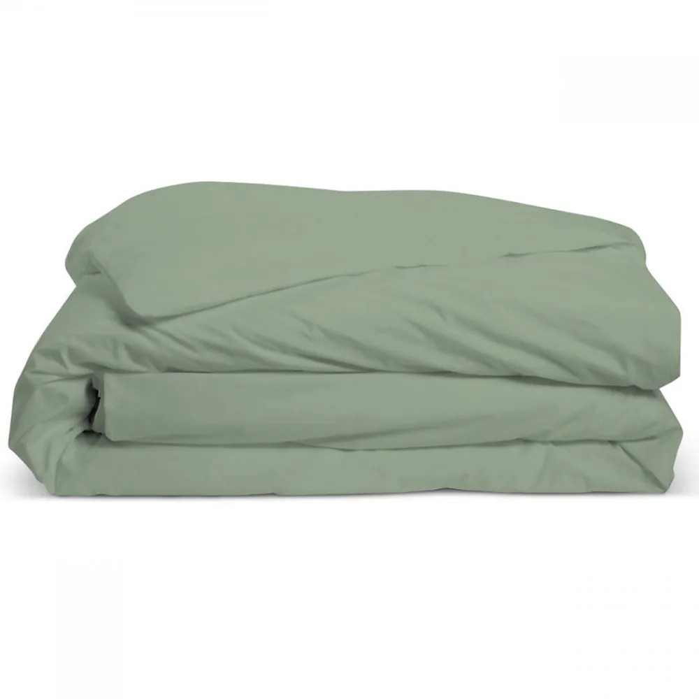 Housse de couette unie 240x260cm PERCALE SAUGE>Bleu Calin New