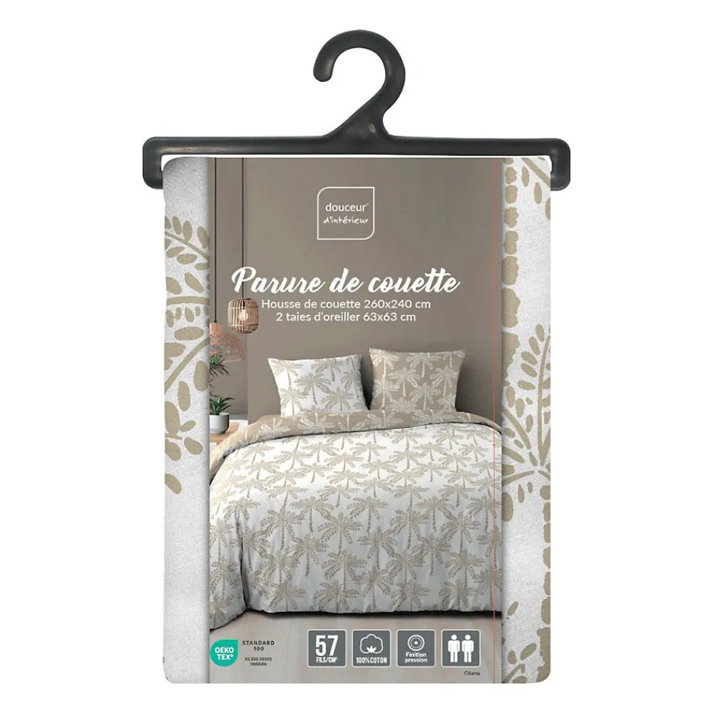 Douceur D'Intérieur Housse de couette 260x240 + 2 taies OLIANA 100% coton 57 fils* Housse De Couette