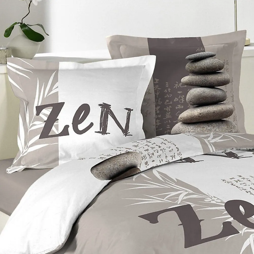 Douceur D'Intérieur Housse de couette 240x220 + 2 taies Galets Zen coton 42 fils* Housse De Couette