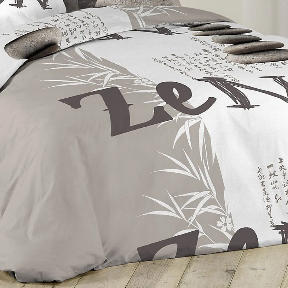 Douceur D'Intérieur Housse de couette 240x220 + 2 taies Galets Zen coton 42 fils* Housse De Couette