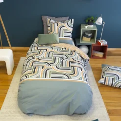 Housse de couette 140x200 + 1 taie LOUTE 100% Coton 57 fils>Cote Deco Best