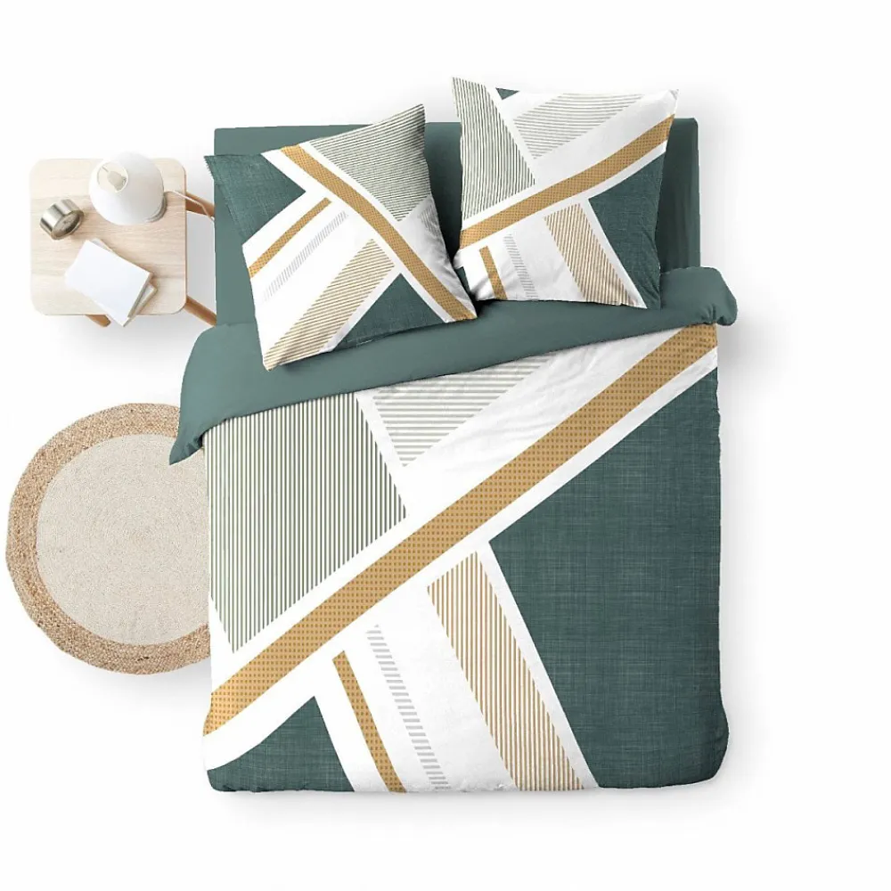 Housse de couette 240x220 + 2 taies ZEPHYR 100% coton>Douceur D'Intérieur Outlet