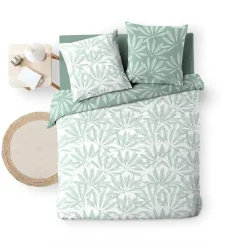 Douceur D'Intérieur Housse de couette 240x220 + 2 taies MALIA sauge 100% coton* Housse De Couette