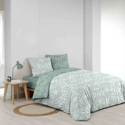Douceur D'Intérieur Housse de couette 240x220 + 2 taies MALIA sauge 100% coton* Housse De Couette