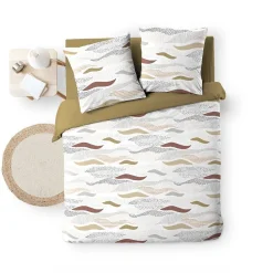 Housse de couette 240x220 + 2 taies imprimées VAGUES><noscript><img width=