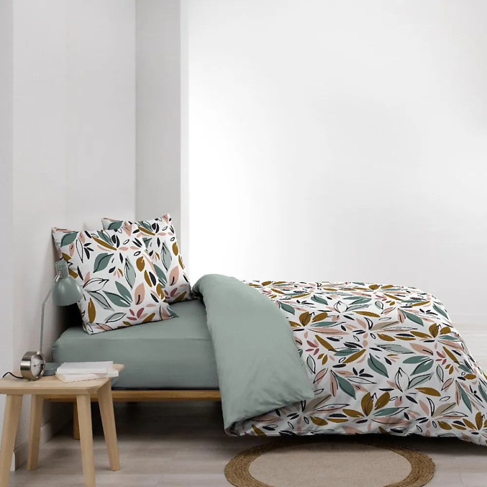 Douceur D'Intérieur Housse de couette 240x220 + 2 taies imprimées feuillages* Housse De Couette