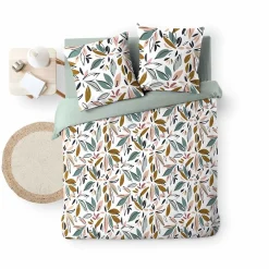 Douceur D'Intérieur Housse de couette 240x220 + 2 taies imprimées feuillages* Housse De Couette