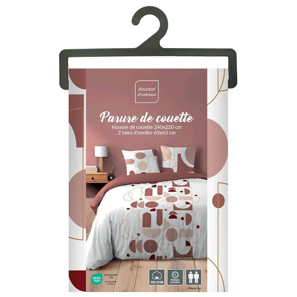 Douceur D'Intérieur Housse de couette 240x220 + 2 taies CHILIPOP ROSE 100% coton* Housse De Couette