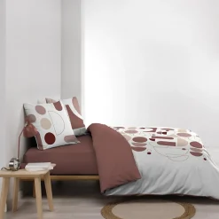Douceur D'Intérieur Housse de couette 240x220 + 2 taies CHILIPOP ROSE 100% coton* Housse De Couette