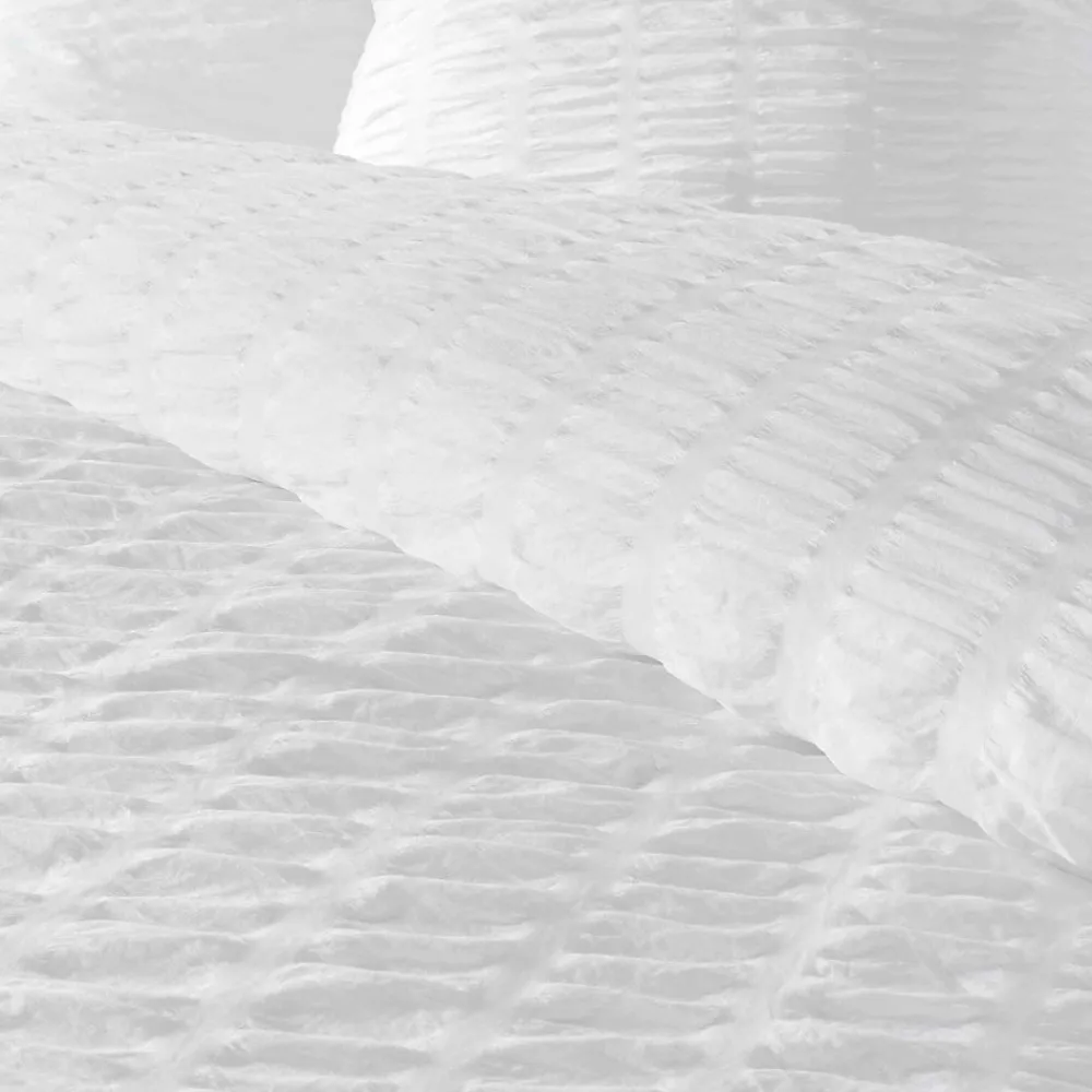 Housse de couette 240x220 + 2 taies plissée blanche>Douceur D'Intérieur Online