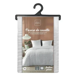 Housse de couette 240x220 + 2 taies plissée blanche><noscript><img width=