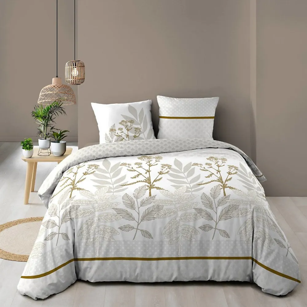 Douceur D'Intérieur Housse de couette 240x220 + 2 taies RAONI 100% coton 57fils* Housse De Couette