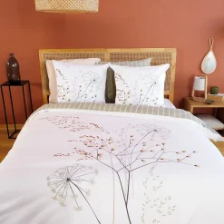 Cote Deco Housse de couette 240x220 + 2 taies SOLIFLORE 100% Coton 57 fils* Housse De Couette